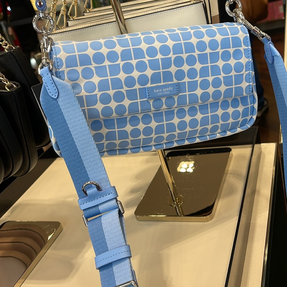 Kate Spade Noel Jacquard Convertible Crossbody Canvas XBody 
Astral Blue 
NWT - Picture 15 of 16